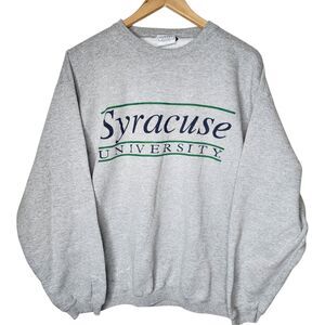 Vtg 90s Syracuse University Sweatshirt Santee Made in USA Script Spellout Large